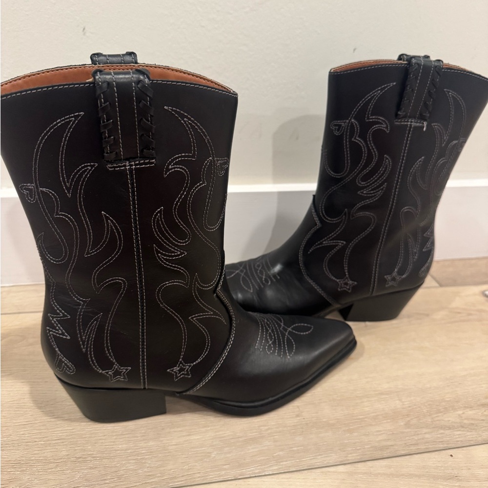 Franco Sarto Black Heeled Boots - Picture 2 of 8